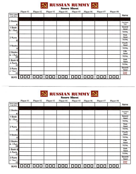 shanghai card game score sheet